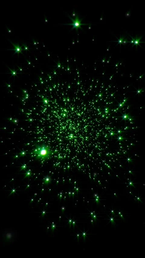Experience a dynamic display of glowing green particles swirling Stock Footage 314622483