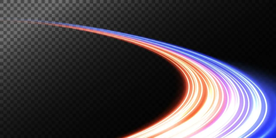 Experience Dynamic Light Trails in a Variety of Vibrant Colors Set Against a Stock Illustration