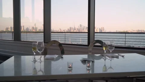 Experience elegant dining with a stunning view of the city skyline Stock Footage 290848644