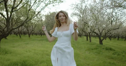 Experience the Enchanting Bliss of Springtime in a Beautiful Orchard with a Stock Footage 301708988
