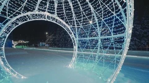 Experience the enchanting winter lights glowing in a beautiful, frosty landscape Stock Footage 292645281