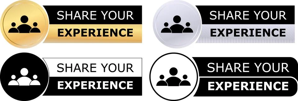 Experience Feedback Badge Collection Vector Set Stock Illustration