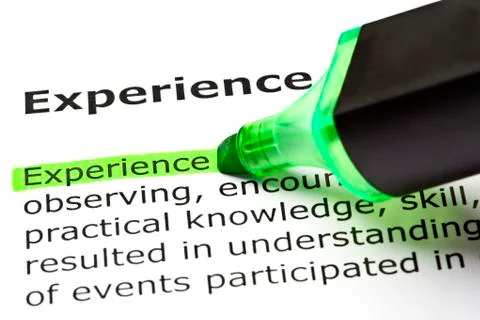 'experience' highlighted in green Stock Photos