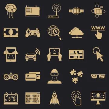 Experience icons set, simple style Stock Illustration
