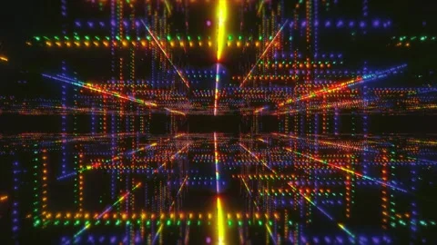 Experience an immersive journey through a vibrant particle technology world Stock Footage 314282141