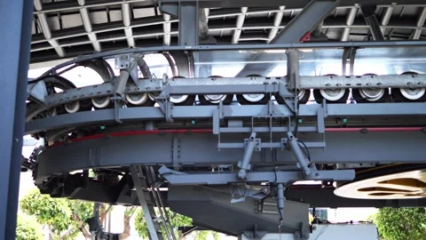 Experience the intricate dance of mechanisms and wheels propelling funicular Stock Footage 277182103