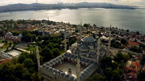 Experience Istanbul's magical transition from day to night as a drone Stock Footage 250511129