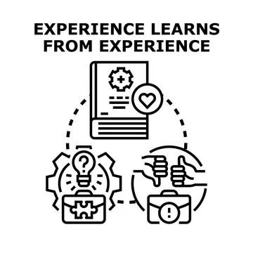 Experience learns from past outcomes and new ideas Stock Illustration