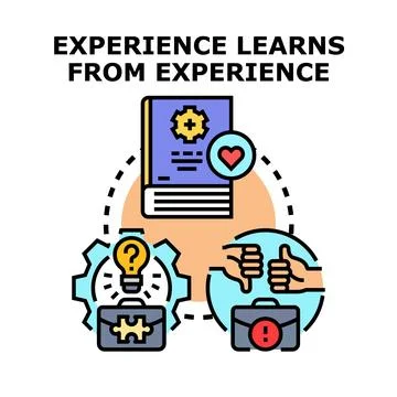 Experience learns from past outcomes and new ideas Stock Illustration