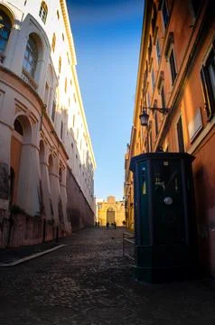 Experience the Magic of Rome's Empty Streets at Golden Hour city of Rome Stock Photos