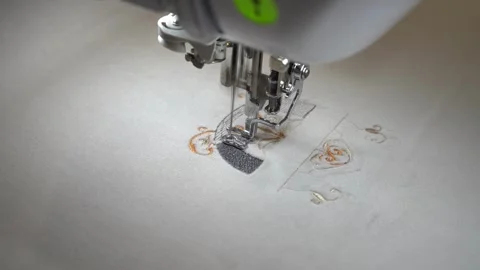 Experience the magic of sewing as intricate patterns emerge Stock Footage 320339290