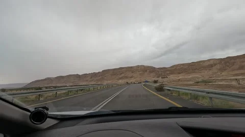 Experience the mesmerizing drive on Israel's desert  - 90 Road,  Stock Footage 242924866