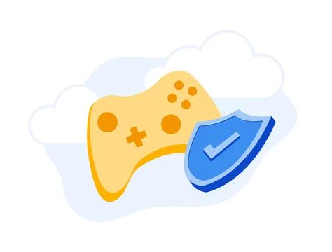 Experience secure cloud gaming. Play favorite games anytime, anywhere. Enjoy Stock Illustration