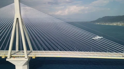 Experience the stunning aerial view of the iconic suspension bridge Stock Footage 293099124