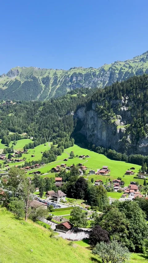 Experience a stunning and breathtaking mountain view from a historic old window Stock Footage 304784709