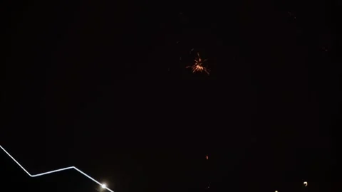 Experience a Stunning Fireworks Display Lighting Up the Night Sky in a Stock Footage 314576497