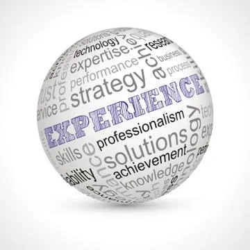 Experience theme sphere with keywords Stock Illustration