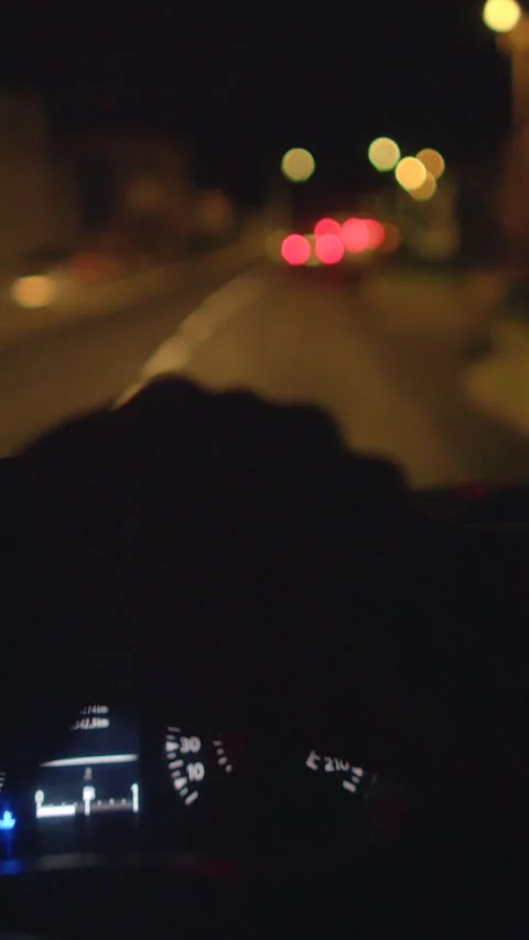 Experience the thrill of night driving on a desolate highway Stock Footage 317339353