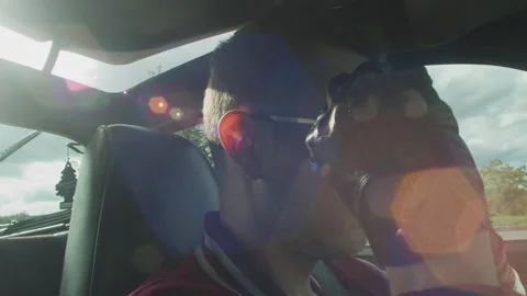 Experience the thrill of retro car driving in the 80s Stock Footage 320032929
