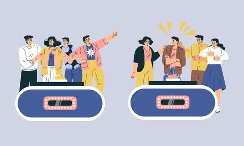 Experience the thrilling action of dynamic contestants in an exciting game show Stock Illustration