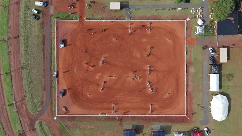 Experience a top-down perspective of an equestrian sports quadrat, showcasing Stock Footage 310219191