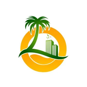 Experience tropical small paradise real estate vector logo icon Illustrazione stock