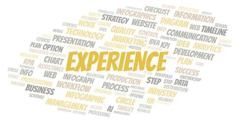 Experience typography word cloud create with the text only. Stock Illustration