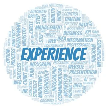 Experience typography word cloud create with the text only. Stock Illustration