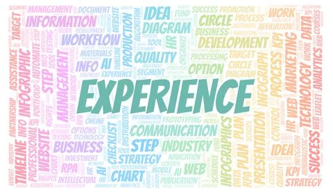 Experience typography word cloud create with the text only. Stock Illustration