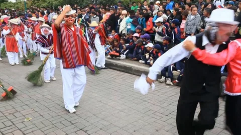 Experience the vibrant Diablada de Pillaro in Pillaro,Ecuador,as devil like Stock Footage 128427712