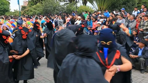 Experience the vibrant Diablada de Pillaro in Pillaro,Ecuador,as devil like Stock Footage 128427716