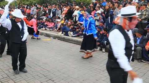 Experience the vibrant Diablada de Pillaro in Pillaro,Ecuador,as devil like Stock Footage 128427721