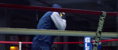 An Experienced Boxer Training the Shadow Boxing Stock Footage 73643440