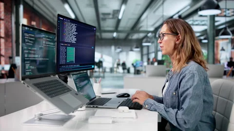Experienced Female Developer Coding Software Stock Footage 337227109