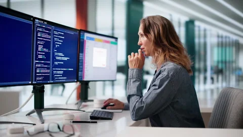 Experienced Female Developer Typing Quickly Stock Footage 337226669