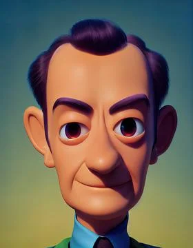 Experienced middle age airplane pilot portrait. Animated movie character Stock Illustration