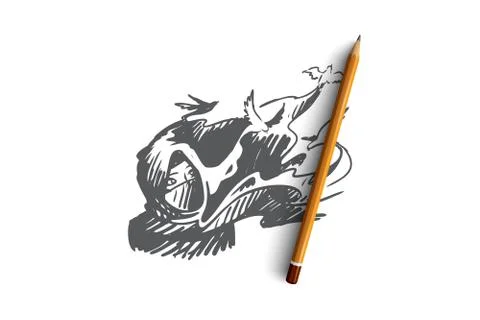 Experiences, thoughts, hijab, idea, Islam concept. Hand drawn isolated vector Stock Illustration