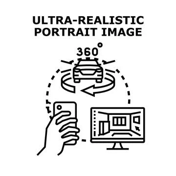 Experiencing 360 degree virtual car viewing technology Stock Illustration