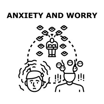 Experiencing anxiety and worry about mental health problems Stock Illustration