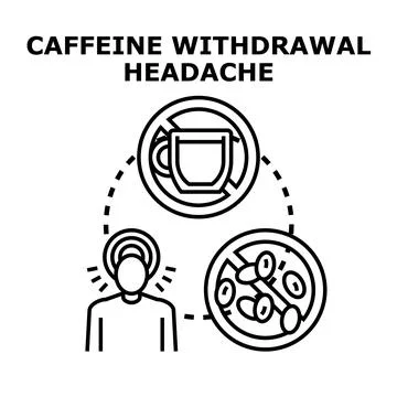 Experiencing caffeine withdrawal headache symptoms and medication abstinence Stock Illustration