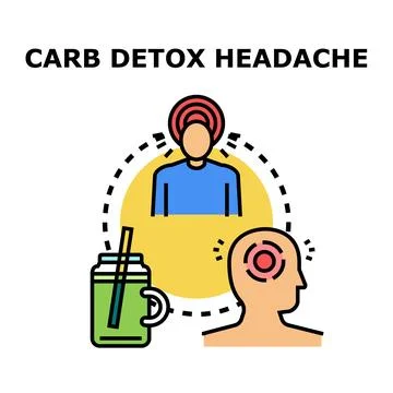 Experiencing carb detox headache from diet changes concept Stock Illustration