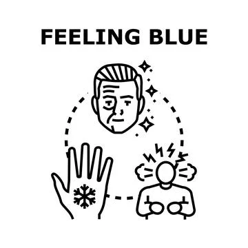 Experiencing depression, aging, and cold hands symptom concept Stock Illustration