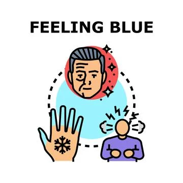 Experiencing depression, aging, and cold hands symptom concept Stock Illustration