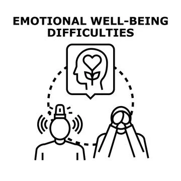 Experiencing emotional well being difficulties and mental health problems Stock Illustration