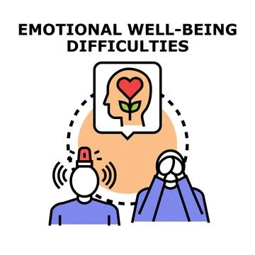 Experiencing emotional well being difficulties and mental health problems Stock Illustration