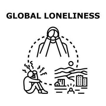 Experiencing global loneliness and social isolation concept Stock Illustration