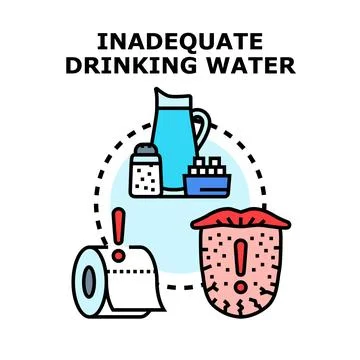 Experiencing inadequate drinking water leading to dehydration concepts Stock Illustration