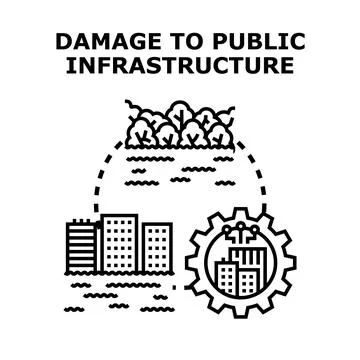 Experiencing infrastructure damage and urban planning challenges Stock Illustration