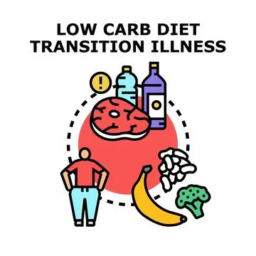 Experiencing low carb diet transition illness concept Stock Illustration