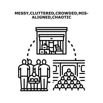 Experiencing messiness, clutter, and chaos in everyday life concepts Stock Illustration